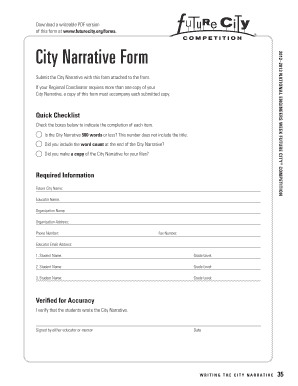 City Narrative Form