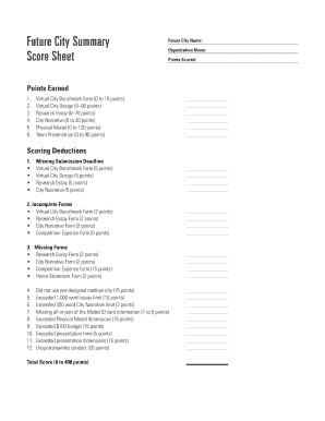 Future City Competition Score Sheet