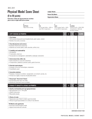 Future City Physical Model Score Sheet