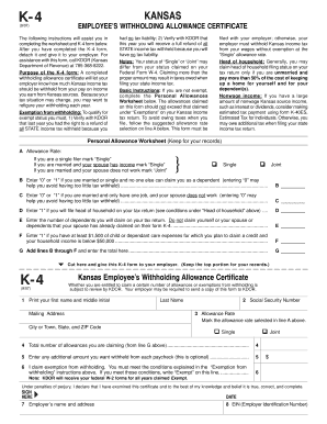 Kansas Employee’s Withholding Allowance Certificate