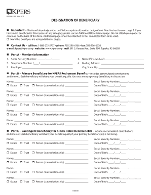 KPERS Beneficiary Designation Form