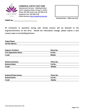 Commercial Contact Sheet Form