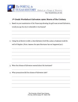 7th Grade Worksheet Galveston 1900 Storm of the Century
