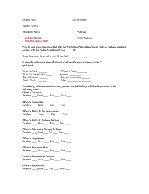 Wellington Police Department Feedback Form