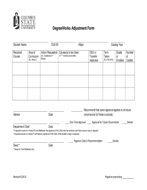 DegreeWorks Adjustment Form