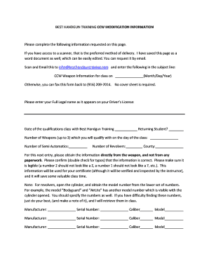CCW Weapon Information Form