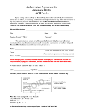 Authorization Agreement for ACH Debits