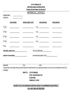 City of Franklin Employers Annual Reconciliation