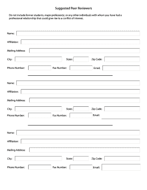Academic Dissertation Peer Reviewer Form