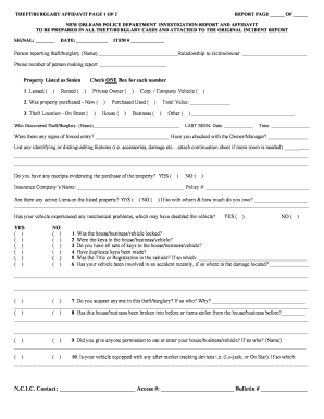 Theft Burglary Affidavit
