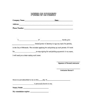 Limited Power of Attorney for Permits
