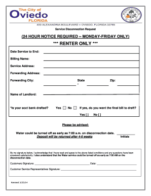 Service Disconnection Request Form