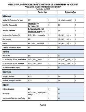Fillable Online Planning Fees Engineering Fees Subdivisions Fax Email ...