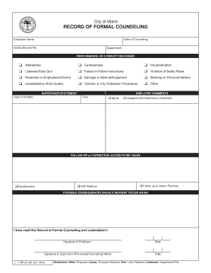 City of Miami Formal Counseling Form