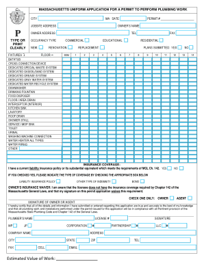Massachusetts Plumbing Permit Application