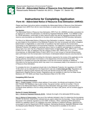 Massachusetts Abbreviated Notice of Resource Area Delineation