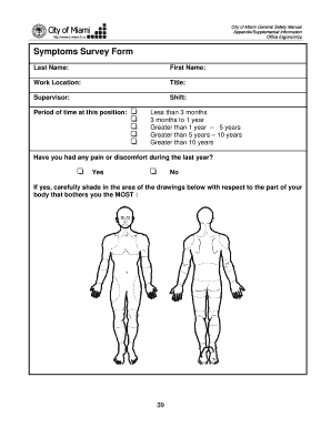 City of Miami Office Ergonomics Symptoms Survey Form