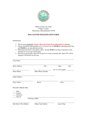 Dog License Registration Form