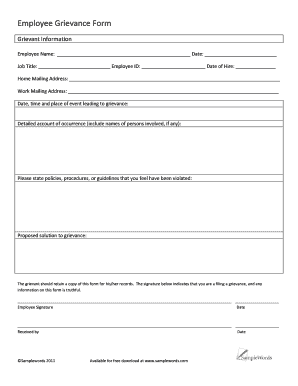 Employee Grievance Form