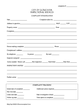 Complaint Investigation Form