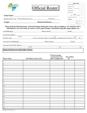 Sports League Registration Form
