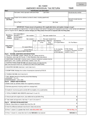 Amended Individual Tax Return BC-1040X