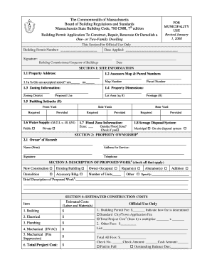Massachusetts Building Permit Application