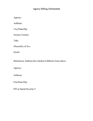 Agency Billing Information Form