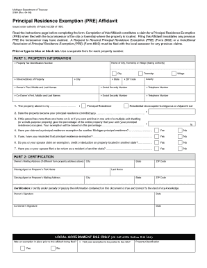 Michigan Principal Residence Exemption Affidavit