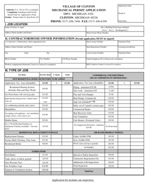 Michigan Mechanical Permit Application