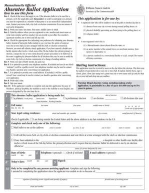 Massachusetts Absentee Ballot Application