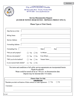 Service Disconnection Request Form