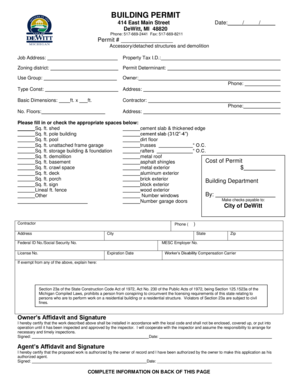 Michigan Building Permit Application