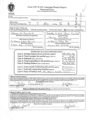Campaign Finance Report Form CPF M 102