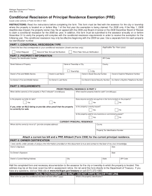 Michigan Conditional Rescission of Principal Residence Exemption