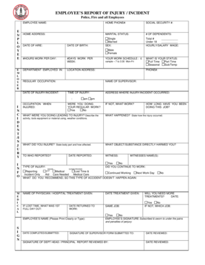 Employee Injury Incident Report Form