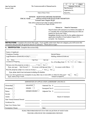 Massachusetts Statutory Exemption Application