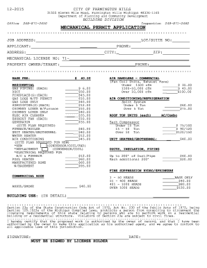 Mechanical Permit Application