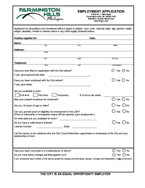 Employment Application Form