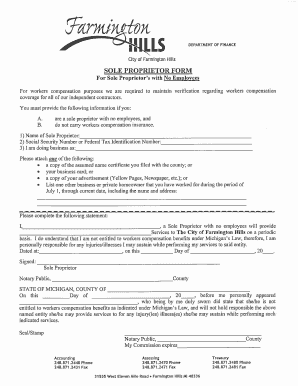 Michigan Sole Proprietor Form