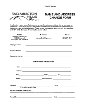 Michigan Taxpayer Name and Address Change Form