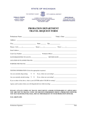 Probation Department Travel Request Form