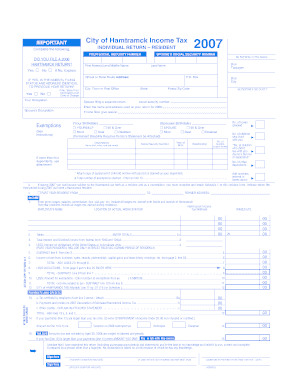 City of Hamtramck Income Tax Form H-1040(R)