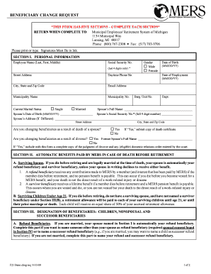 Beneficiary Change Request Form