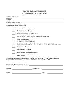 Confidential Record Request Form