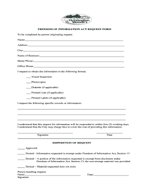 Freedom of Information Act Request Form