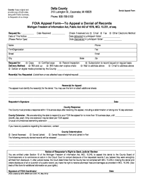 Michigan FOIA Appeal Form