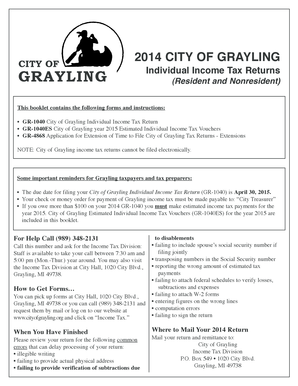 City of Grayling Individual Income Tax Return