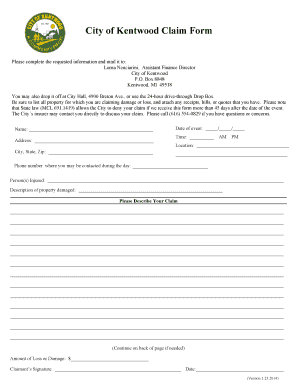 City of Kentwood Claim Form