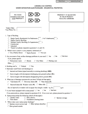 Michigan Sewer Separation Questionnaire